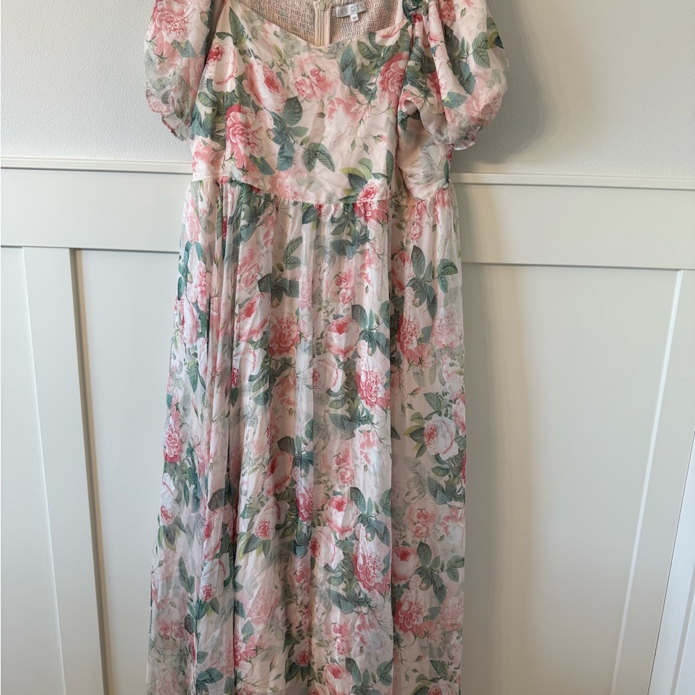 Ivy City Co Floral Maxi Dress - Pink and Green